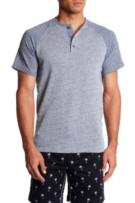NEW SOVEREIGN CODE BLUE MARLED FLOW BUTTON HENLEY KNITTED RAGLAN T-SHIRT SIZE S - Image 1 of 4