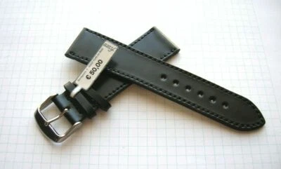 FLUCO Shell Cordovan Black Pferdelederuhrband 22 mm Kompatibel mit flachen Uhren - Bild 1 von 4