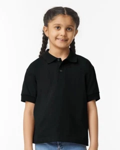 Gildan unisex Youth Jersey Polo shirt, Black Large - Picture 1 of 4