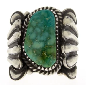 10.5 - Natural Sonoran Gold Turquoise Ring By Navajo Artist Delbert Gordon - Picture 1 of 4