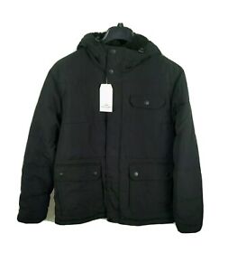 Ben Sherman Men's Puffer Jacket Black with Sherpa-Lined Hood Size Large NWT