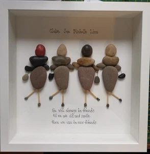 Pebble art picture Friends birthday personalised handmade - Picture 1 of 3