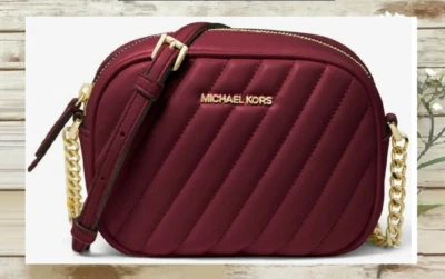 Câmera oval acolchoada pequena Michael Kors Rose corpo X em couro sintético vegano MERLOT - Imagem 1 de 4