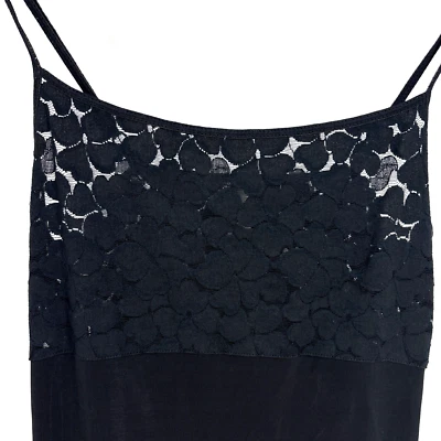 Vestido sin Mangas Y2K Para Mujer Talla Pequeña Banana Republic Negro Corazón Pecho Encaje Elástico Foto 1 de 4