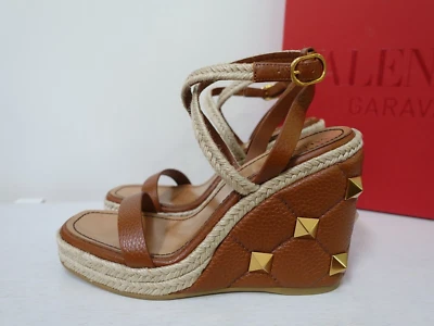 NUEVO EN CAJA $1195 Valentino Roman Rockstud Alpargata Acolchada Sandalias de Cuña Talla 36 EU 6 Foto 1 de 4