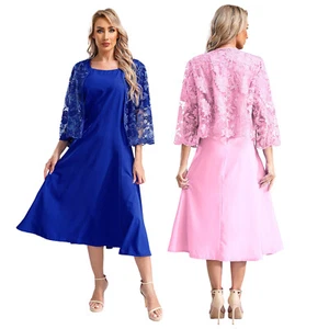 Women's Dresses Formal Ball Gown Plus Dress 2Piece Cardigan Elegant Skirts Mrs - Picture 1 of 32