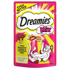 Dreamies Mix Cat Treats Cheese and Beef food biscuits soft crunch pet snacks - Picture 1 of 2