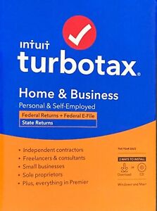 NEW 2022 Intuit Turbotax Home & Business Tax Software Windows/Mac - CD /Download