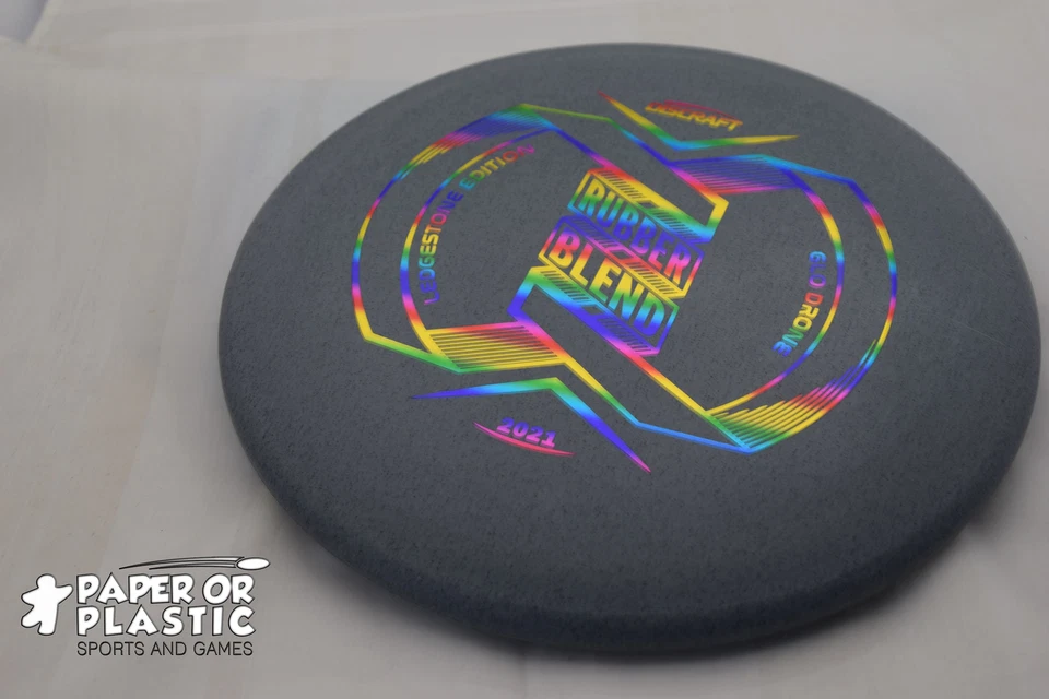Discraft Ledgestone 2021 RUBBER GLO DRONE Disc Golf 176 G Mid-Range Gray Rainbow - Image 1 of 1