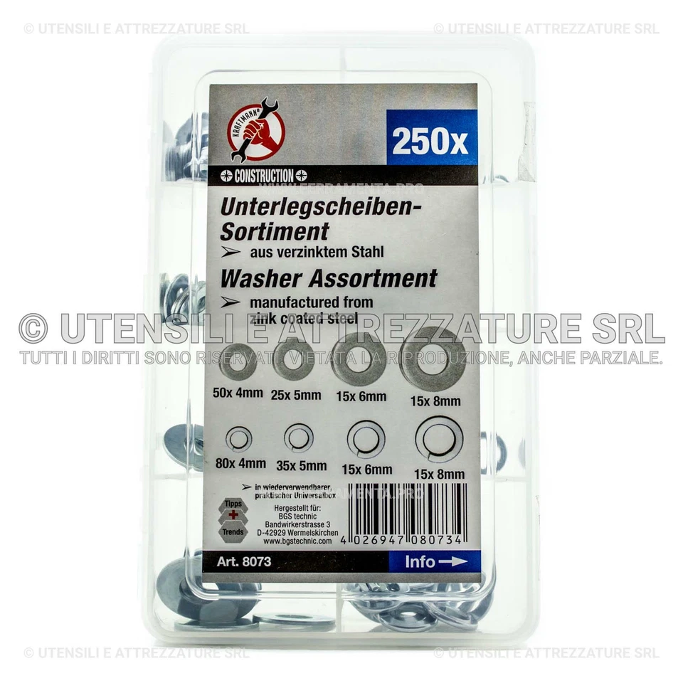 R&G ASSORTIMENTO 250 PEZZI RONDELLE ASSORTITE PIANE e ELASTICHE - Immagine 1 di 2