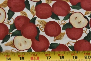 18" Long, Vintage, Red Apples on Light-Tan Quilt Cotton, Springs/Gregory, N6240 - Picture 1 of 5