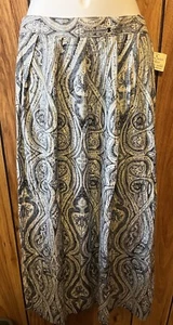 Vintage Koret Womens Size M 6 Blue White Floral Paisley Midi Skirt Pleated NWT - Picture 1 of 9