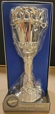 Porta Ramos Wilton Flores Boda Plateado - ¡Nuevo En Caja! (LA CAJA TIENE DESGASTE) Foto 1 de 4