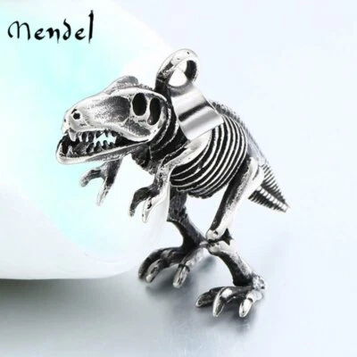 Collar colgante de hueso de dinosaurio fósil de rapaces Mendel para hombre joyería de acero inoxidable Foto 1 de 4