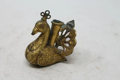 Antique Original Copper Golden Gilt Plated Peacock Bird Rare Figurine NH6236 - Image 1 of 4
