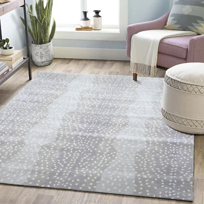 Antelope Modern Multi Sizes Area Rug Ivory Gray 100% Wool Handmade - Image 1 of 4