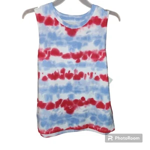 Patriotic Tank Top Red White Blue Tie Dye Size Youth 10/12 - Picture 1 of 5