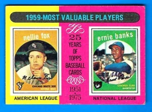 1975 Topps 1959 MVP NELLIE FOX/ERNIE BANKS (vg)   - Imagen 1 de 1