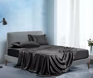 XL TWIN size Bridal Satin Fitted sheet+2 standard Pillowcases seamless 8" drop❤️ - Picture 1 of 31
