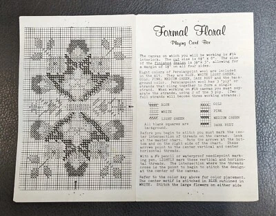 Vintage Formal Floral Playing Card Box Needlepoint Black WoodStudios 8.5" x 5.5" - Image 1 of 4