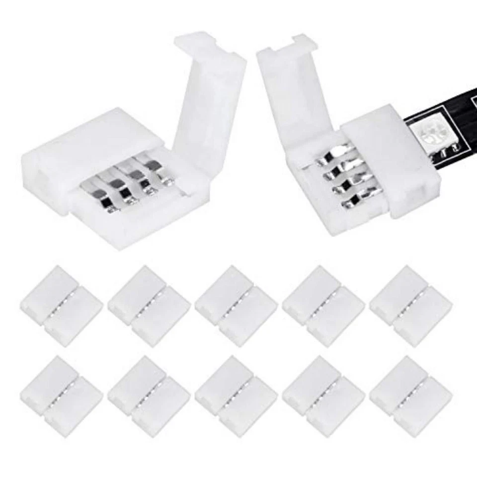 10packs 4 Pin RGB LED Light Strip Connectors 10mm Unwired Gapless Solderless