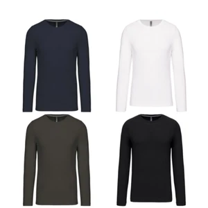Camiseta de algodón con cuello redondo manga larga Kariban para hombre (K359) - Camiseta informal para adultos - Imagen 1 de 14