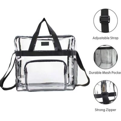 Large Capacity Clear Bag Unisex Transparent Purse Stadium Approved Handbag