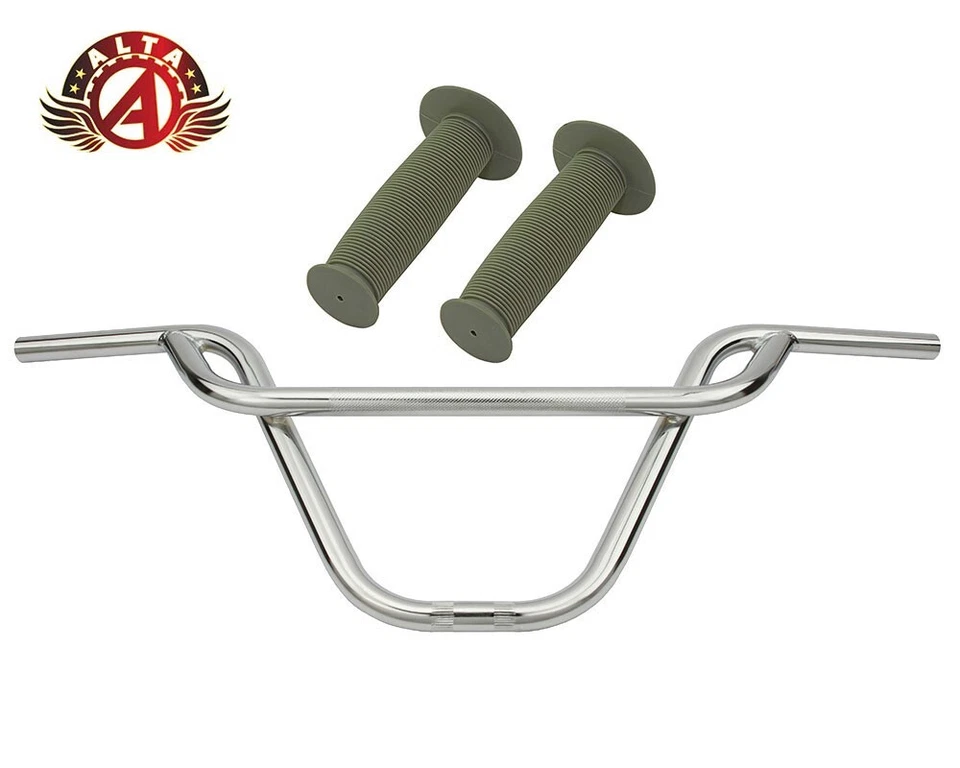 Manillar cromado PRETZEL ALTA BMX Old School con empuñaduras estilo BMX de setas Foto 1 de 1