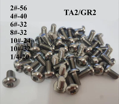 Tornillos Torx cabeza botón titanio GR2 pernos 2# 4# 6# 8# 10# 1/4 Foto 1 de 4
