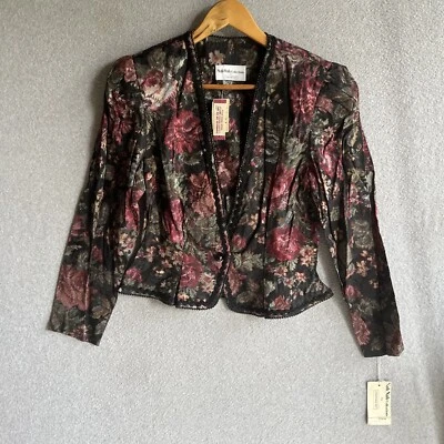 Vintage Nah Nah Collections Blazer Jacket 11/12 Multi Color Floral Bead Trim NWT - Image 1 of 4
