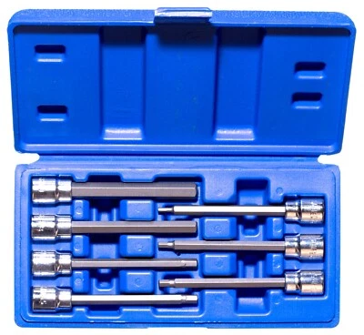 7 Pieces 3/8" Drive 110mm Long Hex Bit Socket Set w/ Storage Box, 3mm thru 10mm - Image 1 of 4