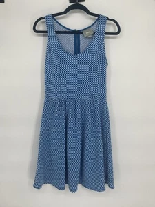 Maeve Anthropologie Sz S Blue and White Polka Dot Fit and Flare Dress sleeveless - Picture 1 of 5