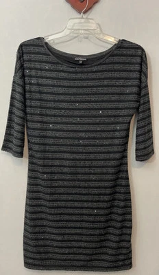 Express Mujer Grande Negro Gris Hasta la Rodilla Forrado Pullover Vestido Lentejuelas! A3233 Foto 1 de 4