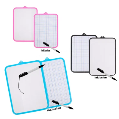 DAYES Whiteboard klein pink blau schwarz zweiseitig liniert & blanko 18x27cm + Marker