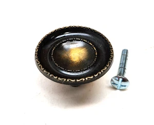 LOT OF 4- Vintage Bullseye Design Drawer Cabinet Pull Knob Keeler Brass Hardware - Picture 1 of 5