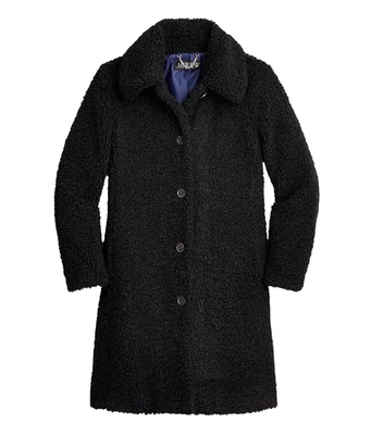 NUEVO CON ETIQUETAS $278 J.Crew Mujer EXTRA GRANDE Peluche Sherpa Dama Abrigo Negro Foto 1 de 4