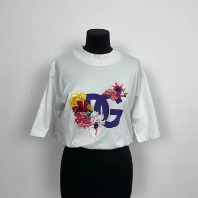 Camiseta Dolce & Gabbana Algodón Blanco Estampado Floral Hecha en Italia Talla L Foto 1 de 4
