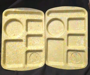 PROLON Ware Vintage Confetti Melamine Divided Plate Tray Set Of 2 Cafeteria  - Picture 1 of 6