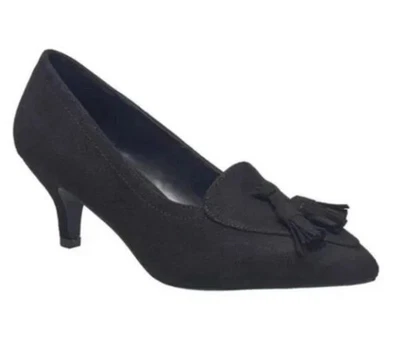 Zapatos de salón mocasines H by Halston Dubai negros punta tacón borla para mujer talla 10” Foto 1 de 4