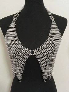 Medieval Chainmail Bikini Top Aluminum Armor LARP Costume for Women’s Cosplay - Picture 1 of 4