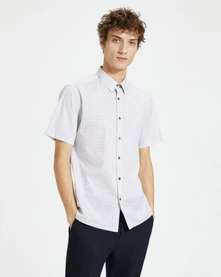 THERORY Sphere Print Irving Shirt Men Large White Geometric Stretch Cotton NWOT - Image 1 of 4