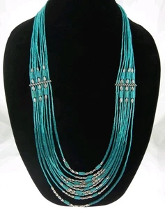 32-36" Chico's Faux-Turquoise Beaded Multistrand Necklace - Picture 1 of 5