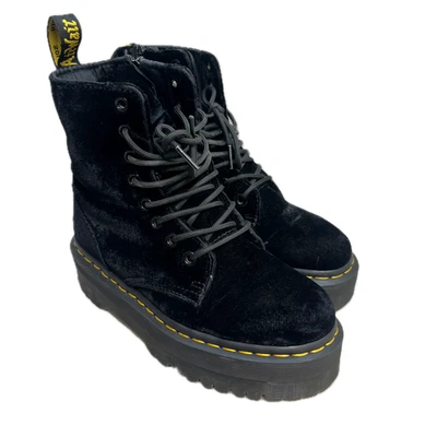 Botas de combate Dr Martens Air Wair Jadon de terciopelo negro para mujer talla 5 EE. UU. 36 UE 3 UK Foto 1 de 4