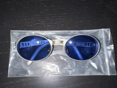 Винтажные солнцезащитные очки Jean Paul Gaultier атласные серебристые синие линзы - Изображение 1 из 4
