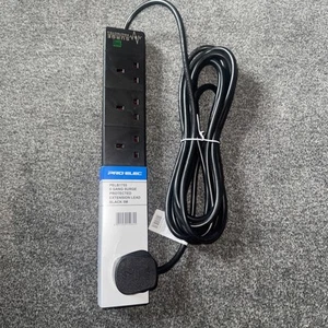 PRO ELEC PELB1755 6 Gang Extension Lead with Surge Protection Black 5m Surge - Picture 1 of 5