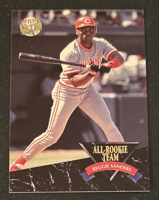 1992 Fleer Ultra Reggie Sanders All-Rookie Team Card (RC) #8 Reds OF NM - Imagem 1 de 2