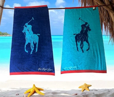 Polo Ralph Lauren Playa Piscina GRAN POLO Azul Toalla Doble Cara 35” X 66”, Nuevo con Etiquetas Foto 1 de 4