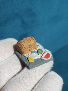 Vtg Metal Miniature Treasure Tile, Fantasy. Chest Mini. Marked NY. TableTop Game - Picture 1 of 8