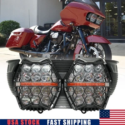 Faro doble halo LED para Harley 2015-2023 Road Glide FLTRX FLTRXS FLTRU Foto 1 de 4