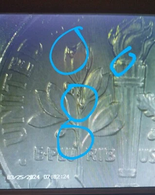 US Mint Error 2017 P Roosevelt Dime Multiple Die Chips On Reverse .  - Image 1 of 3